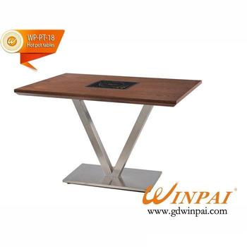 Hot Pot Square Table With Stainless Steel Table Frame And Fire Board Table Top-WINPAI