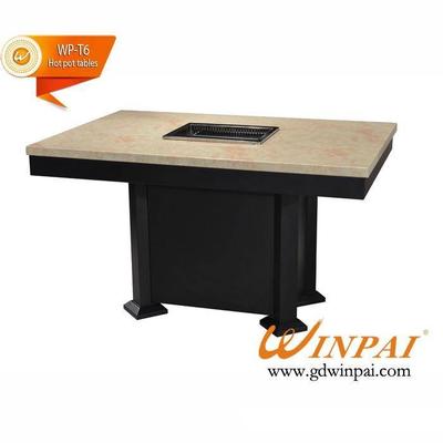 Square BBQ Grill Table With Marble Table Top And Iron Table Base Manufacturer-GuangDong ShunDe