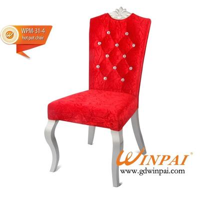 Elegant metal-like wooden dining chair (flannel covered) for banquet, restaurant,party -WINPAI