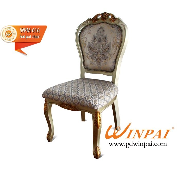 2015 High-end hotel chair,restaurant chair,dining chair-WINPAI Champagne silver sand wooden chair