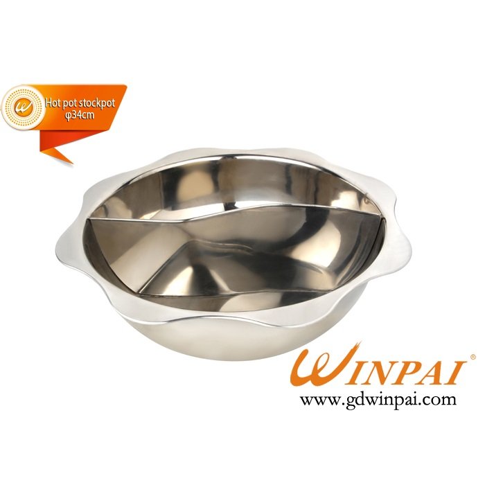 Top quality eight-square stainless steel hot pot cookware two-flavor hot pot stockpot-WINPAI