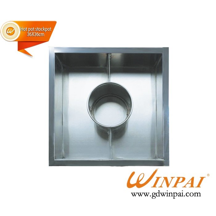 Square Stainless Steel Hot-pot Soup Pot,Hot pot stockpot with divider OEM-WINPAI