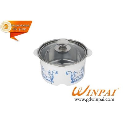 Single stainless steel  hot pot stockpot with glass lid-WINPAI