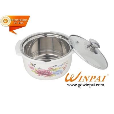 Mini stainless steel fashion soup cooking pot cookware with glass cover-WINPAI