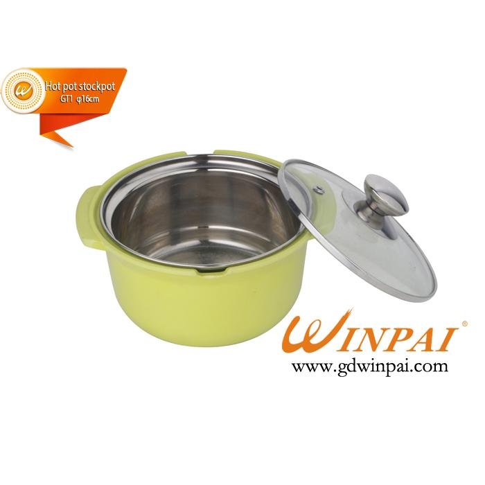 Mini stainless steel soup cooking pot cookware with glass cover-WINPAI