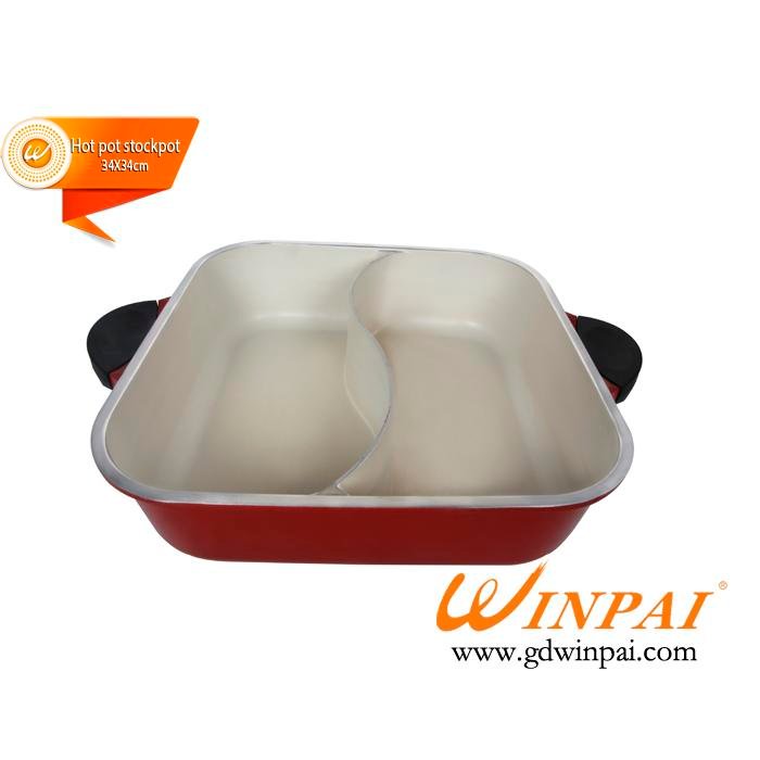 The new square white aluminum duck pot,hot pot stockpot with two-flavor-WINPAI