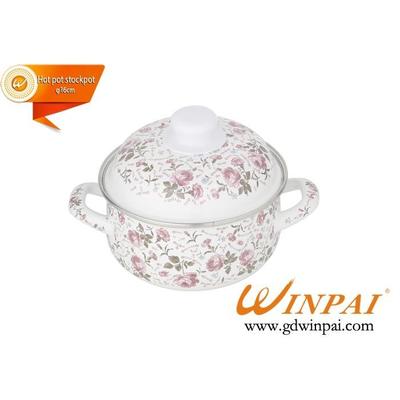 Mini enamel hot pot stockpot with Rose-WINPAI