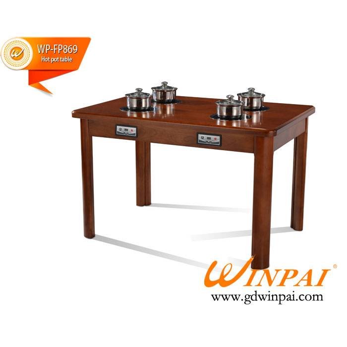Hot sale square solid wooden dining table,hot pot bable,hotel table,restaurant table-WINPAI