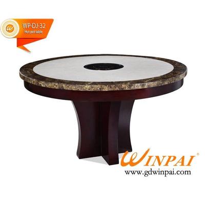 Top quality round marble table,wooden table,hot pot table-WINPAI