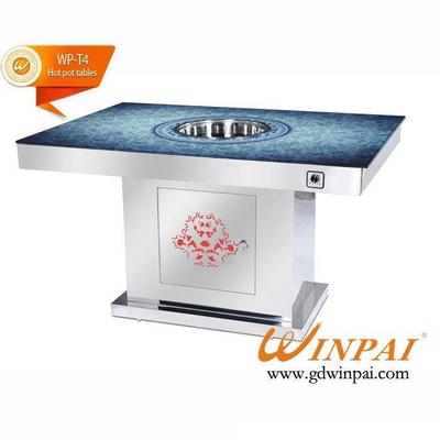 Hot-pot Restaurant Table With Marble Table Top And Stainless Steel Table Base Supplied By WINPAI