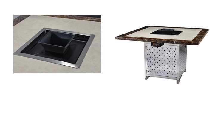 product-Winpai square stainless steel table frame marble top grilled whole Hot pot table-WINPAI-img